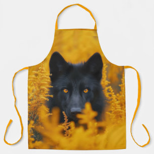 Tablier Chien noir aux yeux d'or étonnants