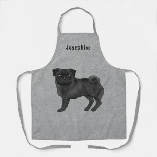 Tablier Chien noir Carlin mignon Caricature Chien avec le
