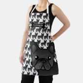 Tablier Chien noir français Bulldog mignon Dessin et nom (Insitu)