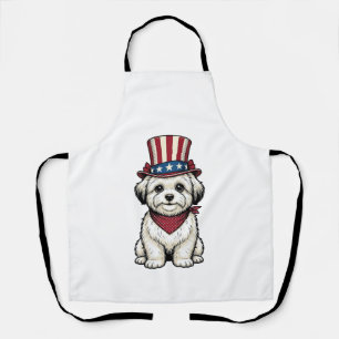 Tablier Chien Patriotique Gravure Vintage Design Vectoriel
