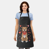 Tablier Chien Pitbull de la Saint-Valentin XOXO Design d'a (Porté)