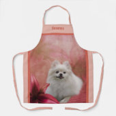 Tablier Chien Poméranien blanc mignon Personnalisé (Recto)
