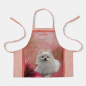 Tablier Chien Poméranien blanc mignon Personnalisé (Recto)