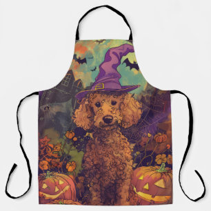 Tablier Chien Poodle Épouvantable Sorcière d'Halloween et 