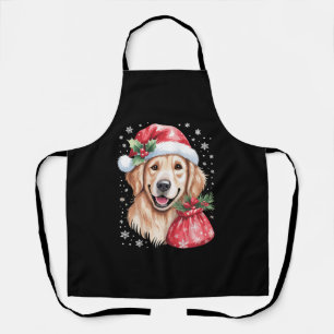Tablier Chien Retriever doré Fête de Noël Lumière Party