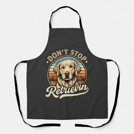Tablier Chien Retriever doré N'arrête pas de récupérer (Recto)