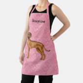 Tablier Chien Rhodesian Ridgeback Sur Coeurs Rose Avec Nom (Insitu)