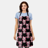 Tablier Chien rose Motif design - Noir (Porté)