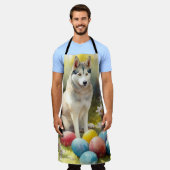 Tablier Chien sibérien Husky avec oeufs de Pâques vacances (Porté)