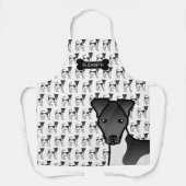 Tablier Chien Smooth Fox Terrier noir et blanc & nom (Recto)