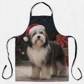 Tablier Chien tibétain de Terrier en Noël de neige (Recto)