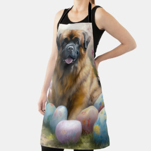 Tablier Chien tibétain mastiff avec oeufs de Pâques vacanc