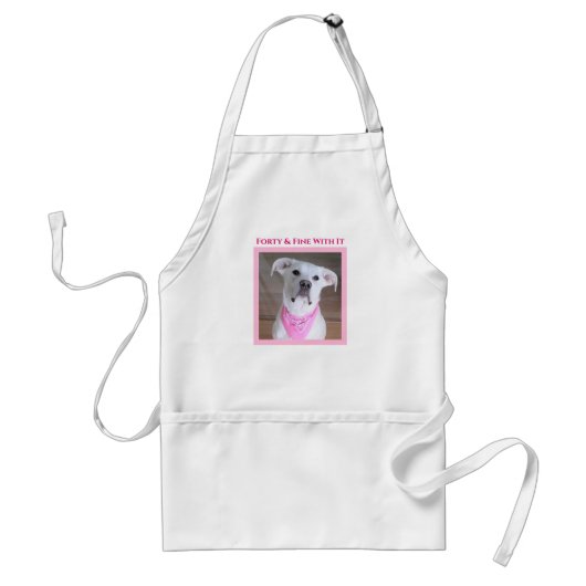 Tablier Chien très confiant avec yeux sourds Quarante rose (Devant)