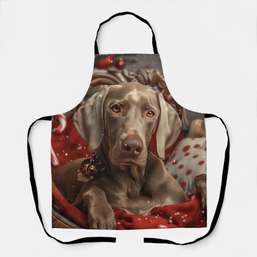 Tablier Chien Weimaraner Noël Festif (Recto)