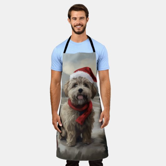 Tablier Chien Yorkipod en Noël de neige (Porté)