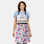 Tablier Chiens adorables avec couronne de fleurs, aquarell (Porté)