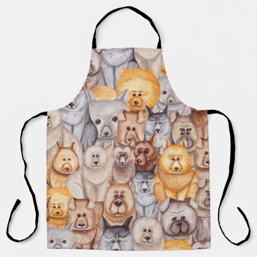 Tablier Chiens Aquarellés : Whimsical Seamless Fun (Recto)