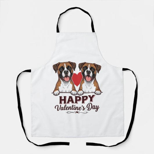 Tablier Chiens Boxer Joyeuse Saint-Valentin Vintage (Recto)