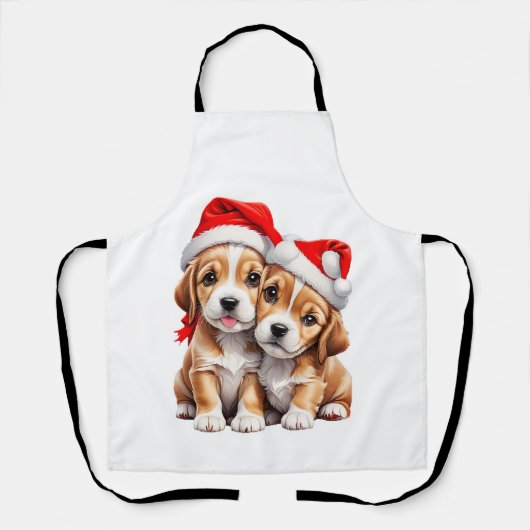 Tablier Chiens chiots de Noël (Recto)