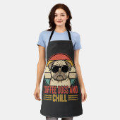 Tablier Chiens de café et Pug Rétro Chill (Porté)