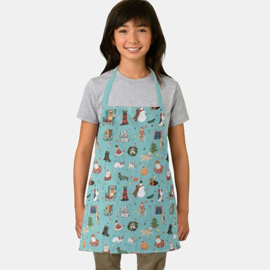 Tablier Chiens de Fêtes en Motif de pulls de Noël (Insitu)