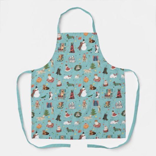 Tablier Chiens de Fêtes en Motif de pulls de Noël (Recto)