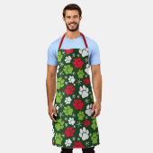 Tablier Chiens de Noël Empreintes de pattes Motifs de chie (Porté)