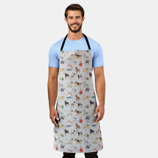 Tablier Chiens mignons Design Motif Blanc (Porté)