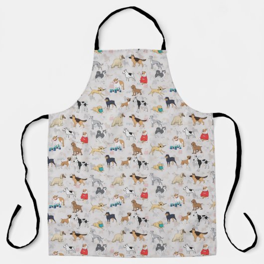 Tablier Chiens mignons Design Motif Blanc (Recto)