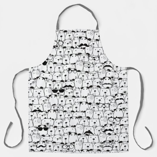 Tablier Chiens mignons sur toute l'impression (Recto)