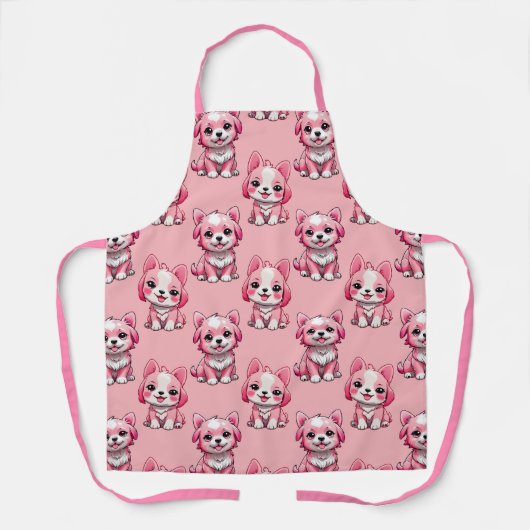 Tablier Chiens roses mignons (Recto)