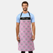 Tablier Chiffon rose Blanc Pois Bows Personnalisé (Porté)