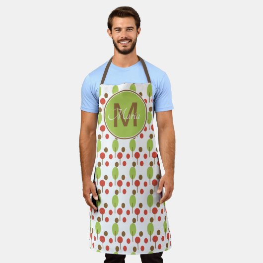 Tablier Chiffres d'automne Monogramme vert orange (Porté)