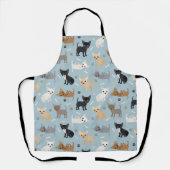 Tablier Chihuahua Bones and Paws Blue Apron (Recto)