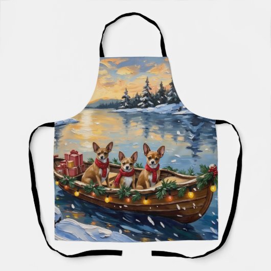 Tablier Chihuahua Christmas Boat Holiday (Recto)