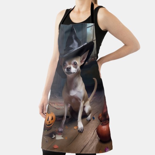 Tablier Chihuahua Citrouilles Halloween effrayant (Insitu)