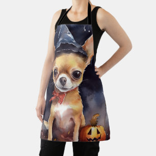 Tablier Chihuahua d'Halloween avec la peur Citrouille