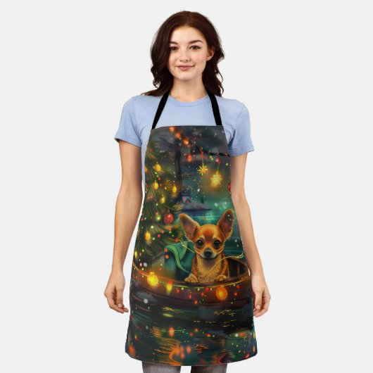 Tablier Chihuahua Noël Festive Voyage (Porté)