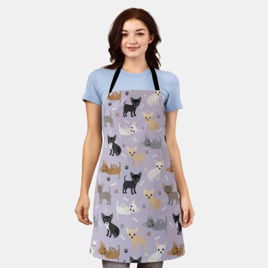 Tablier Chihuahua Os et pattes violet (Porté)