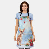 Tablier Chihuahua Snowy Windowsill Holiday Christmas Art (Porté)