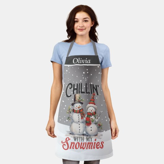 Tablier Chillin avec mes neiges vacances sur mesure (Porté)