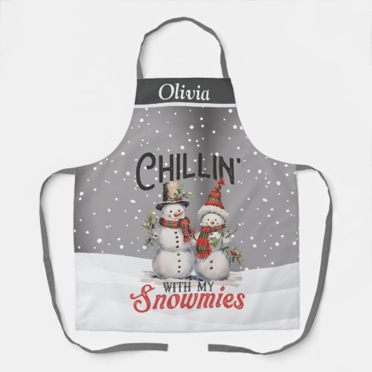 Tablier Chillin avec mes neiges vacances sur mesure (Recto)
