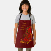 Tablier Chine Dragon rouge et or design (Insitu)