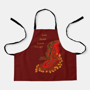 Tablier Chine Dragon rouge et or design