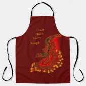 Tablier Chine Dragon rouge et or design (Recto)