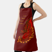 Tablier Chine Dragon rouge et or design (Insitu)