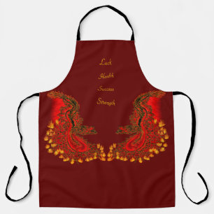 Tablier Chine Dragon rouge et or design