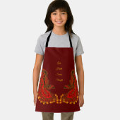 Tablier Chine Dragon rouge et or design (Insitu)
