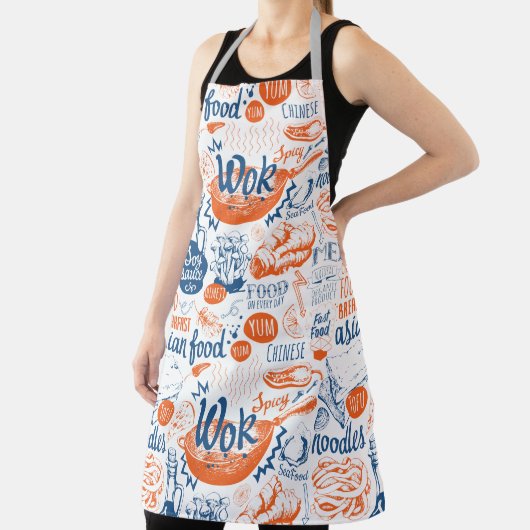 Tablier Chine Wok épicé nourriture sur tout l'impression t (Insitu)