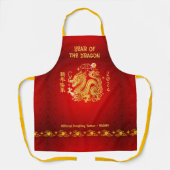 Tablier Chinois Dragon Lunaire Nouvel An 2024 Gold Foil Ro (Recto)